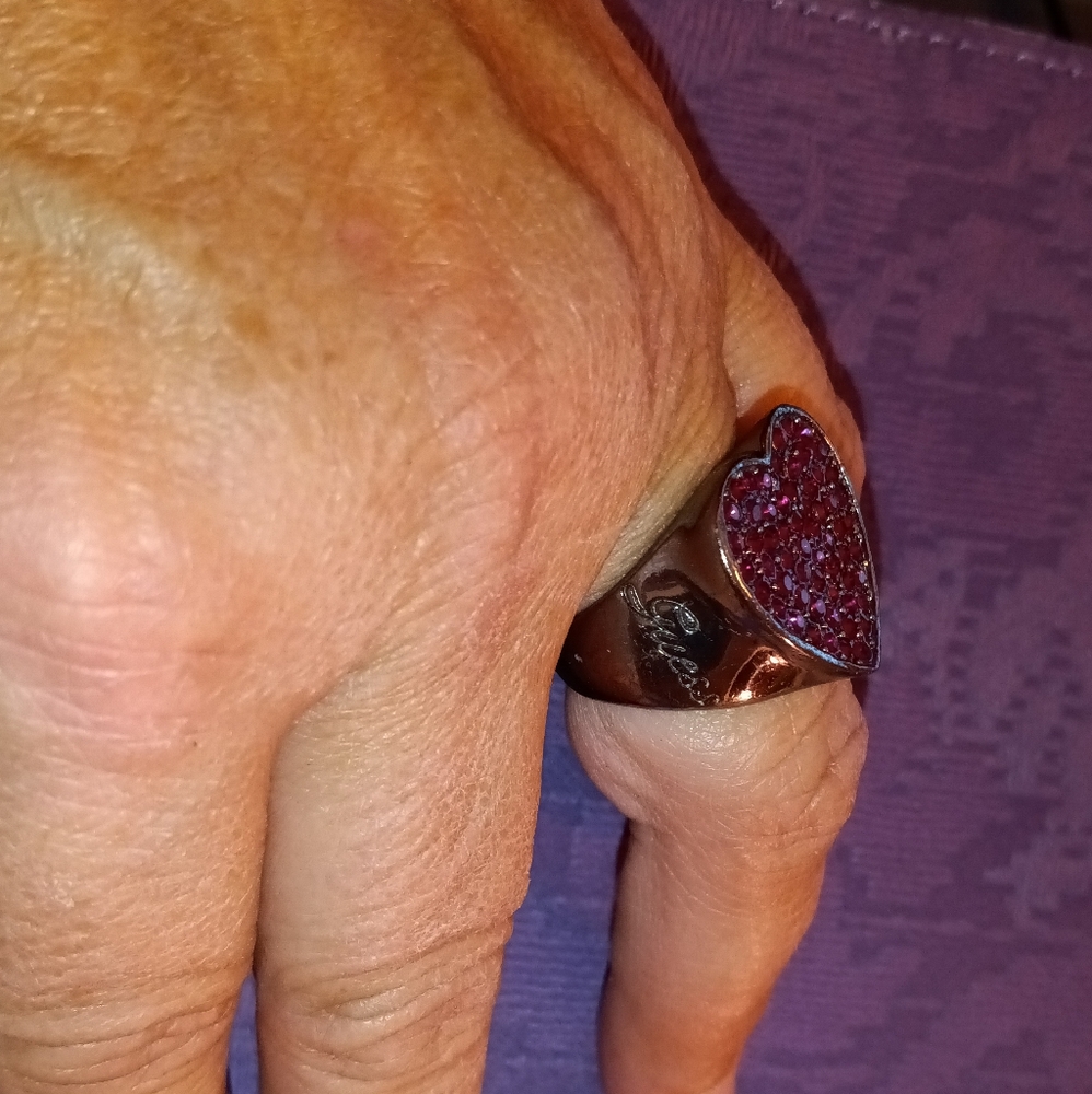 Guess Brand Red Rhinestone Ring - Picture 4 of 7
